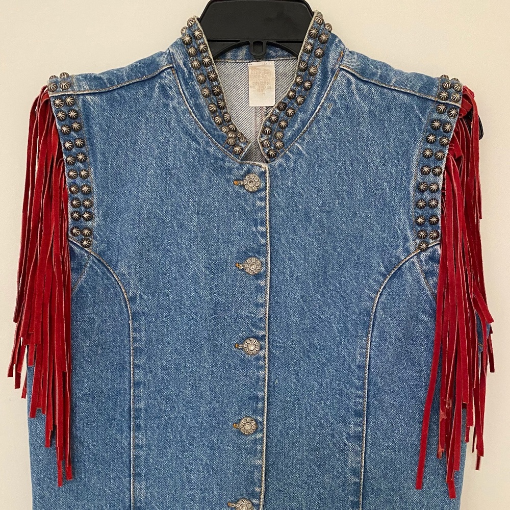denim fringe vest